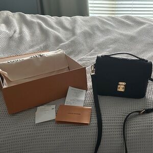 Louis Vuitton Pochette Metis Black Leather Emp. Crossbody Bag